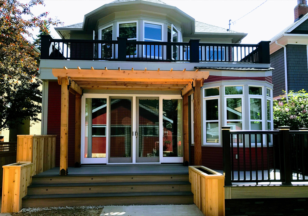 Wolf PVC decking with a Cedar pergola